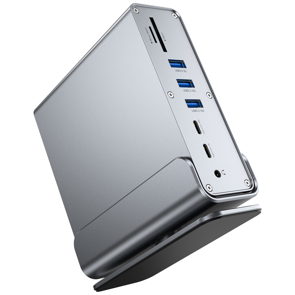 Type-C 15-in-1 Docking Station: Gigabit Ethernet, 4K@60Hz, MST, Dual HD Outputs, Triple-Display Support (Independent Display), DP Port